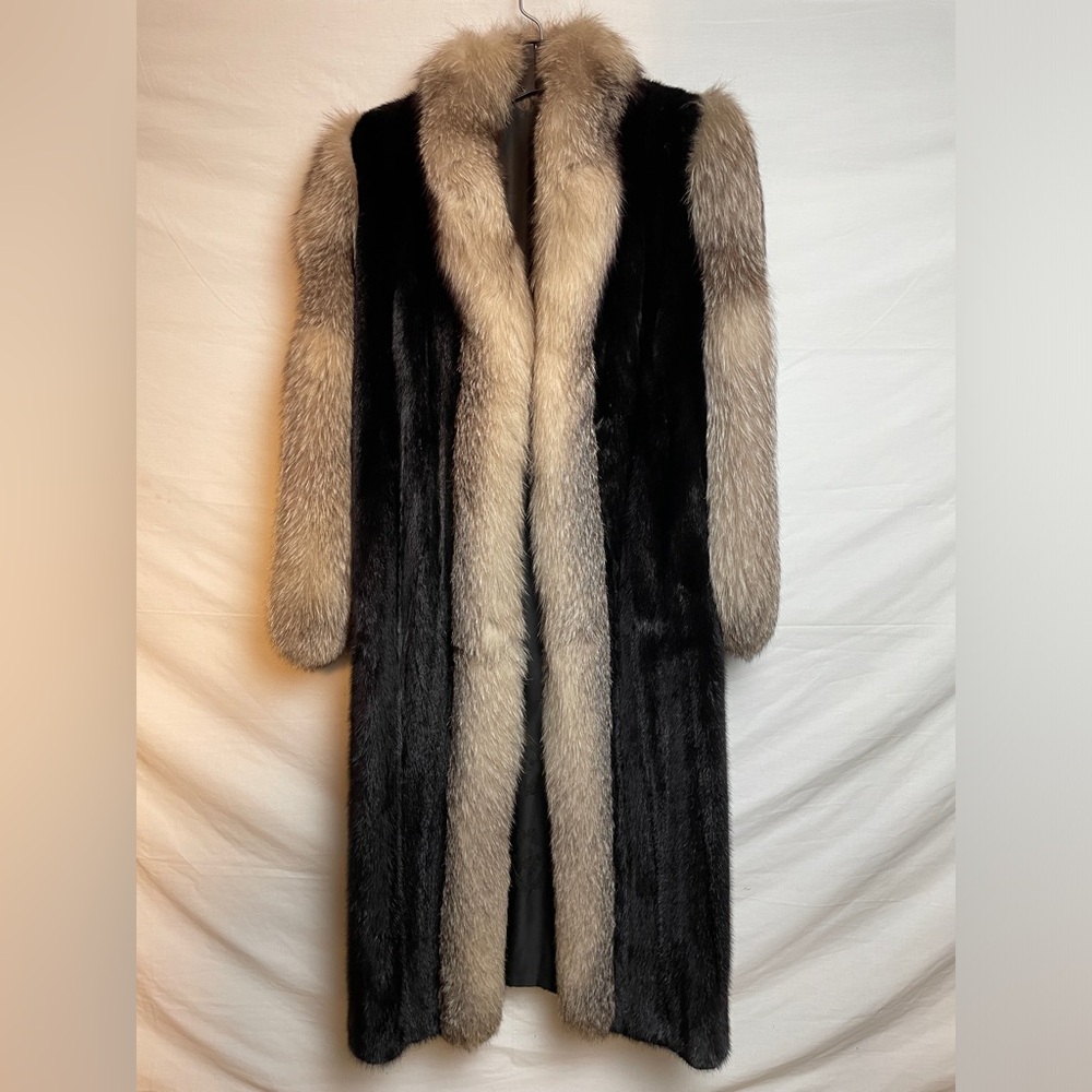 Genuine Vintage Full Length Ranch Mink and Fox Fur Coat